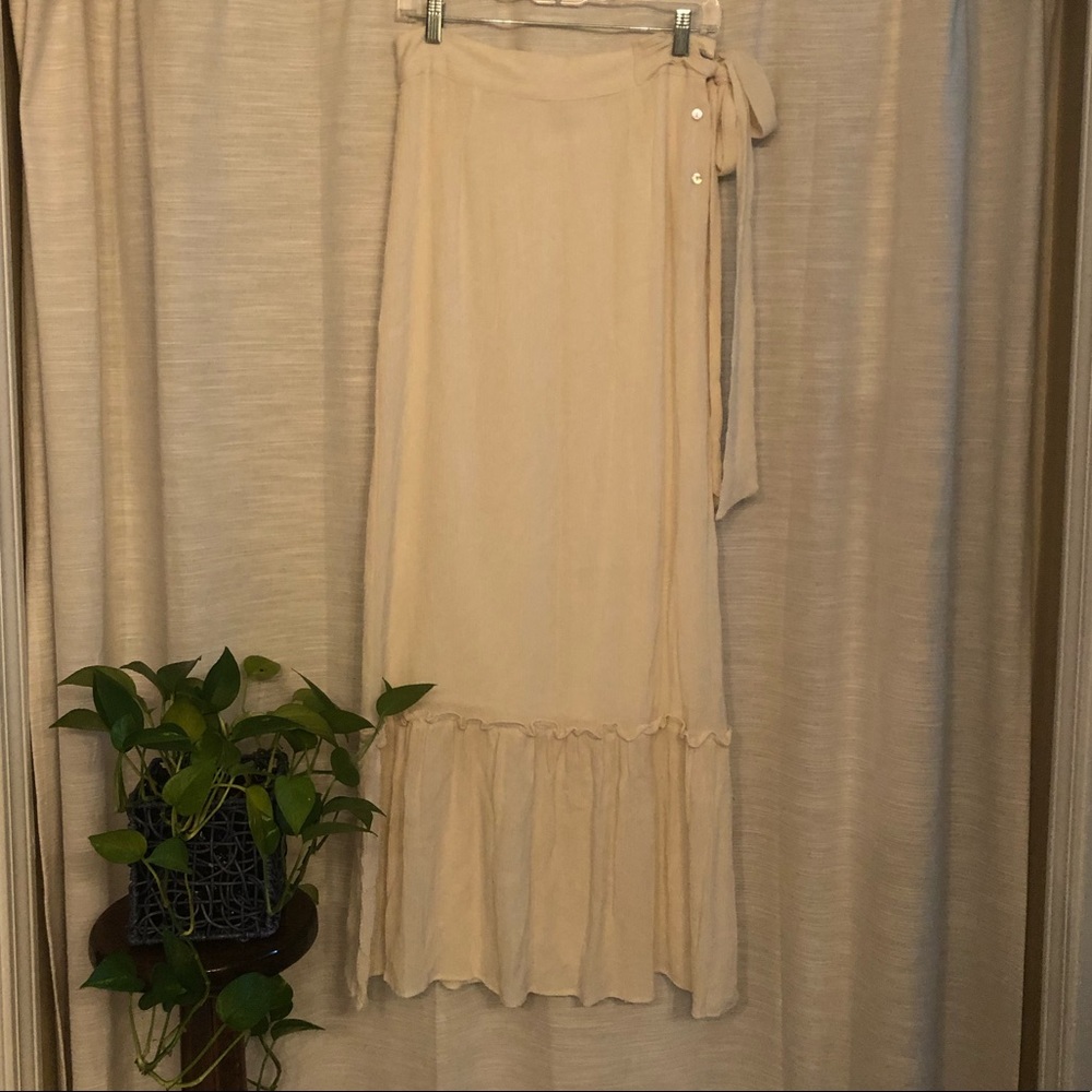 Blue Life Cream Maxi Wrap Skirt